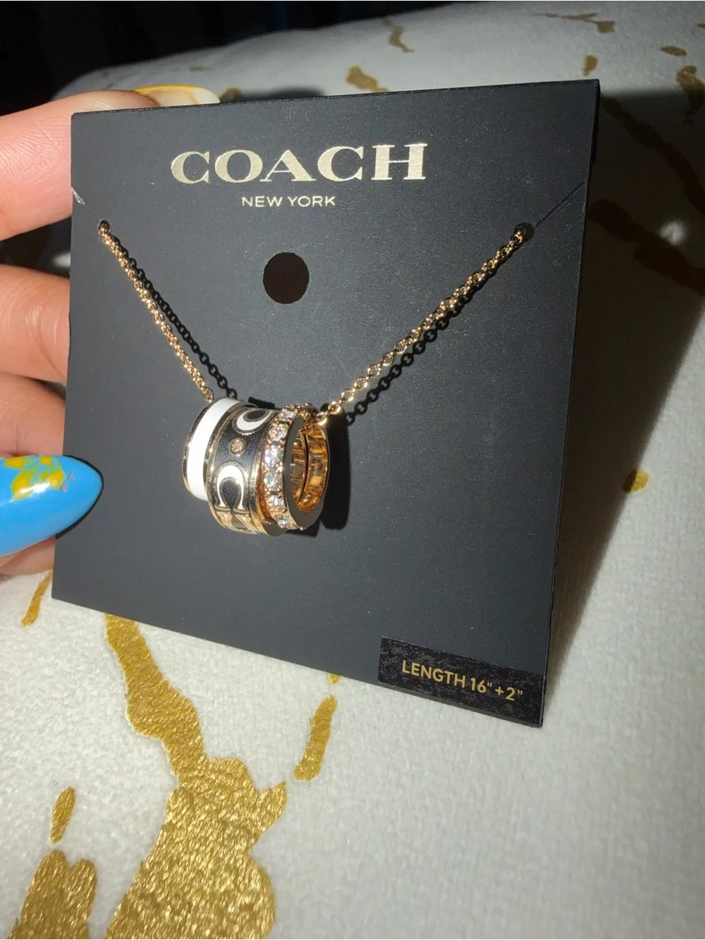 Coach Faux-Stone Signature C Enamel Rondelle Necklace